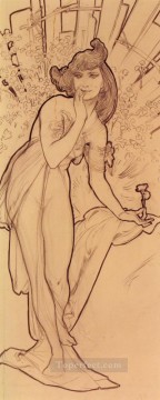 Clavel checo Art Nouveau distintivo Alphonse Mucha Pinturas al óleo